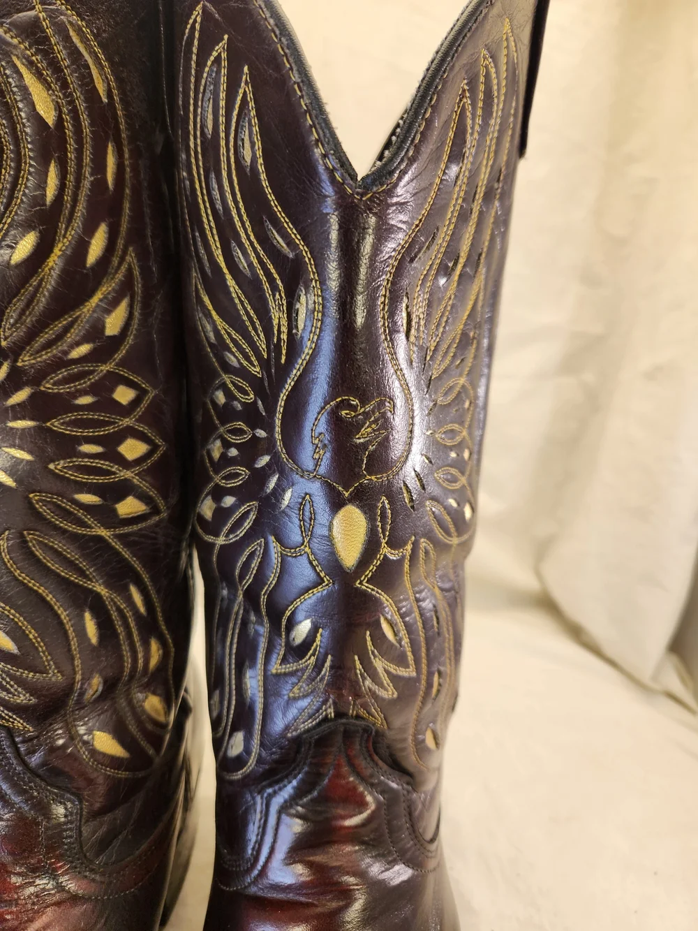 Acme VTG 1980’s Thunderbird EAGLE Inlay BLACK CHERRY Rockabilly Boots Men’s 13 D